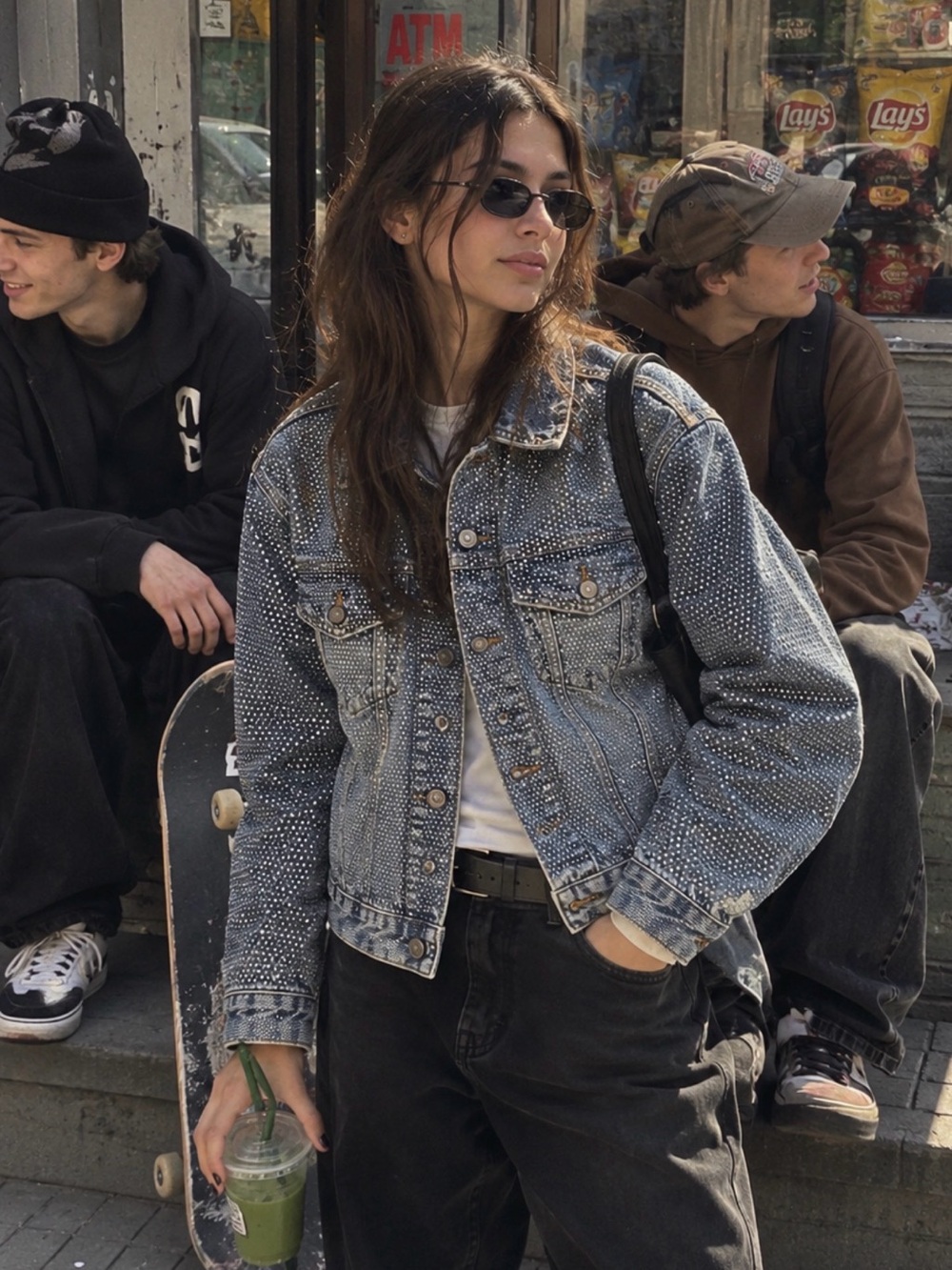 Zara Denim Jacket in Blue Size Medium